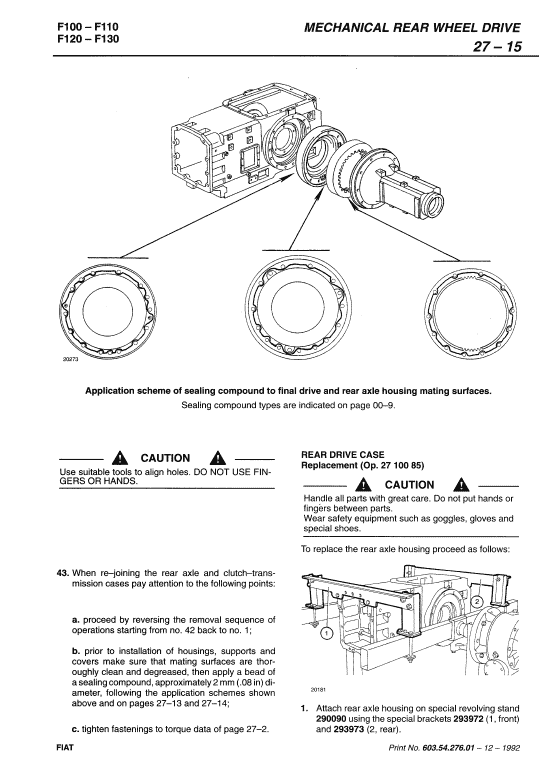 Fiat F100, F110, F120, F130 Tractor Workshop Service Manual