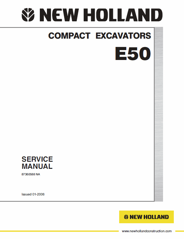 New Holland E50 Compact Excavator Service Manual