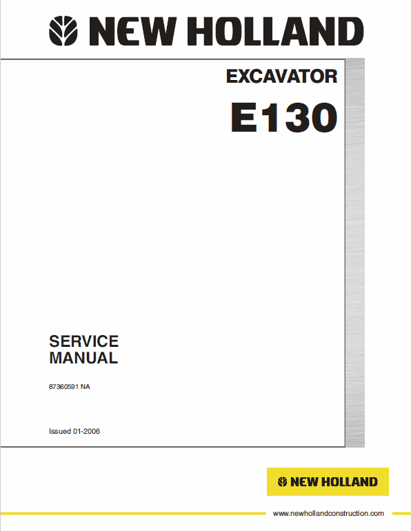 New Holland E130 Excavator Service Manual