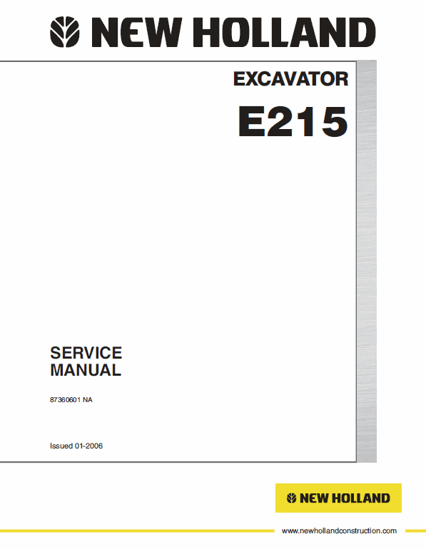 New Holland E215 Excavator Service Manual