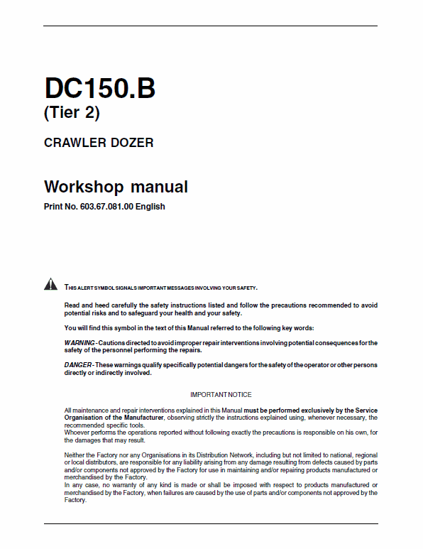 New Holland Dc150.b Tier 2 Crawler Dozer Service Manual