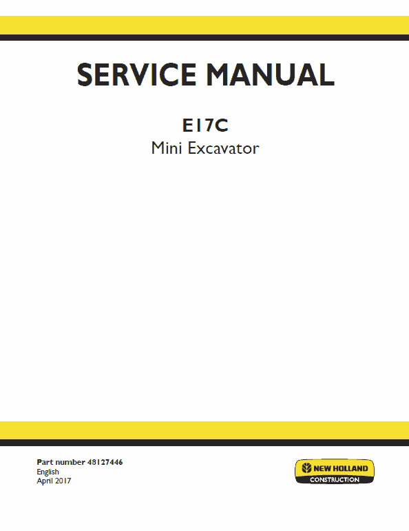 New Holland E17c Mini Excavator Service Manual