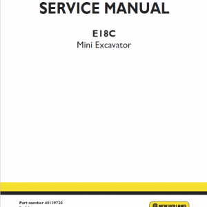New Holland E18c Mini Excavator Service Manual