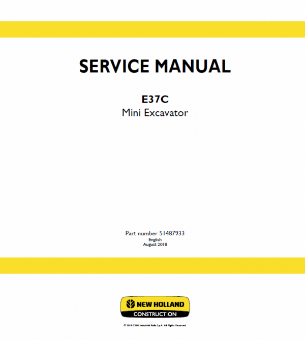 New Holland E37c Mini Excavator Service Manual