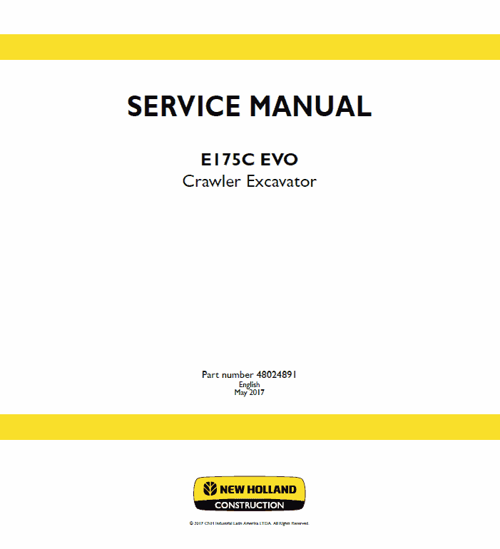 New Holland E175c Evo Excavator Service Manual