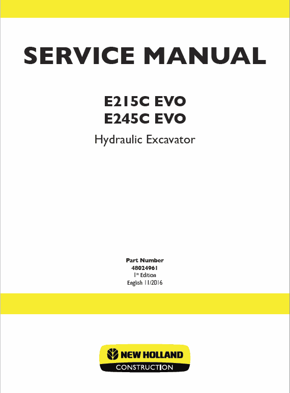 New Holland E245c Evo Excavator Service Manual