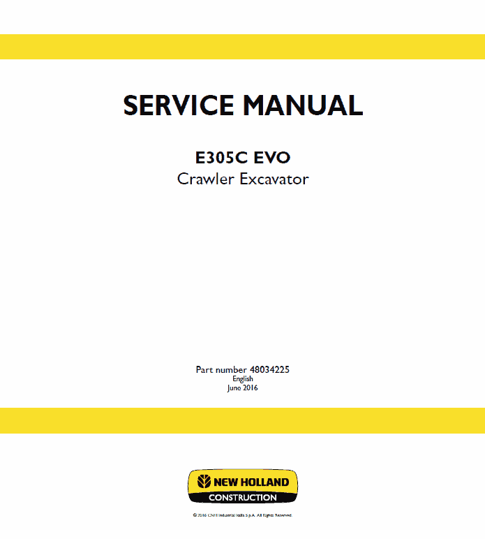 New Holland E305c Evo Excavator Service Manual