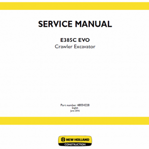 New Holland E385c Evo Excavator Service Manual