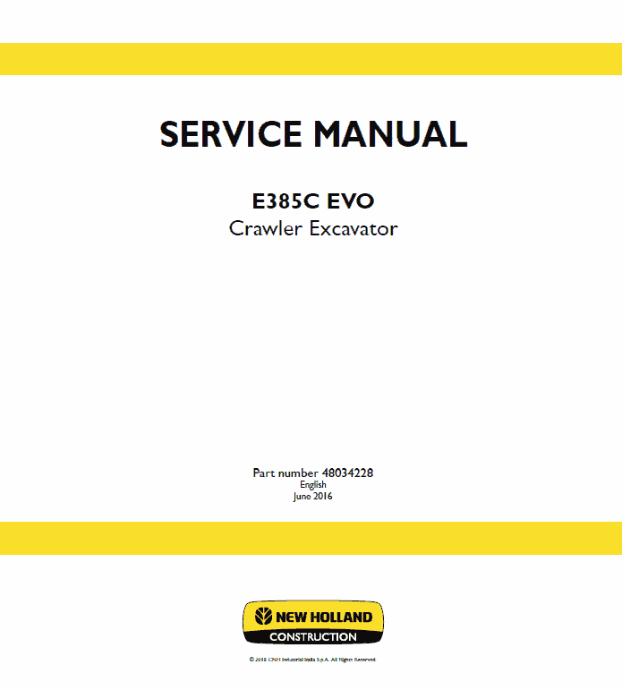 New Holland E385c Evo Excavator Service Manual