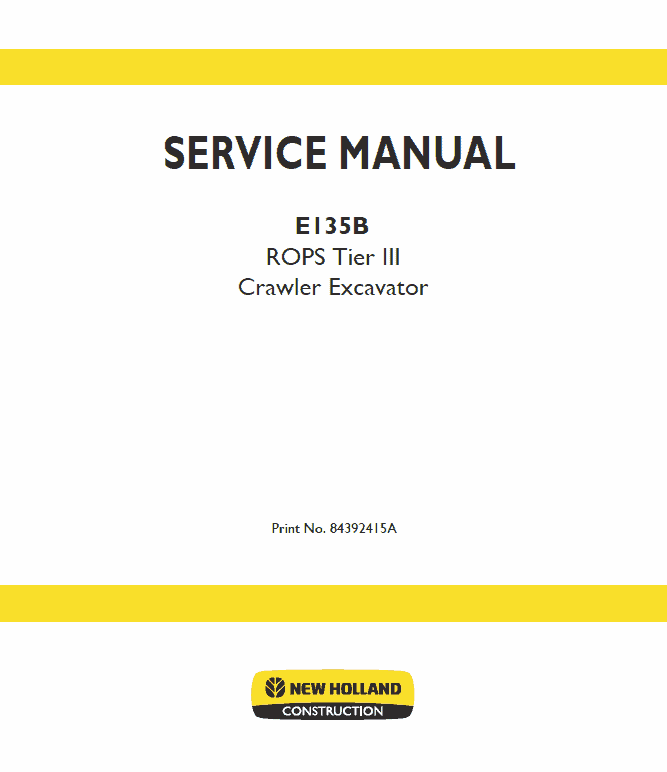 New Holland E135b Rops Tier 3 Excavator Service Manual