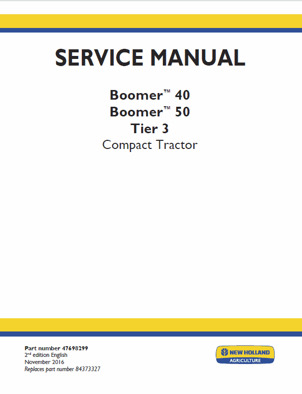 New Holland Boomer 40 And Boomer 50 Tractor Service Manual