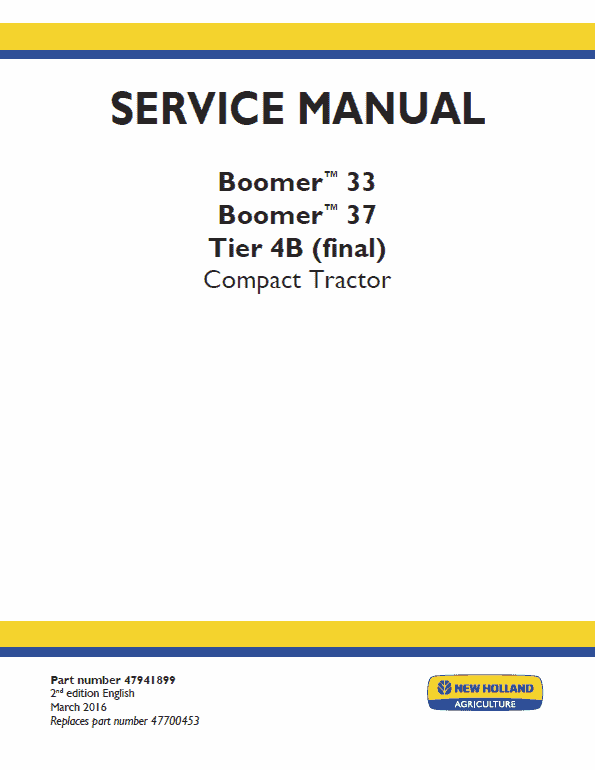 New Holland Boomer 33 And Boomer 37 Tractor  Service Manual