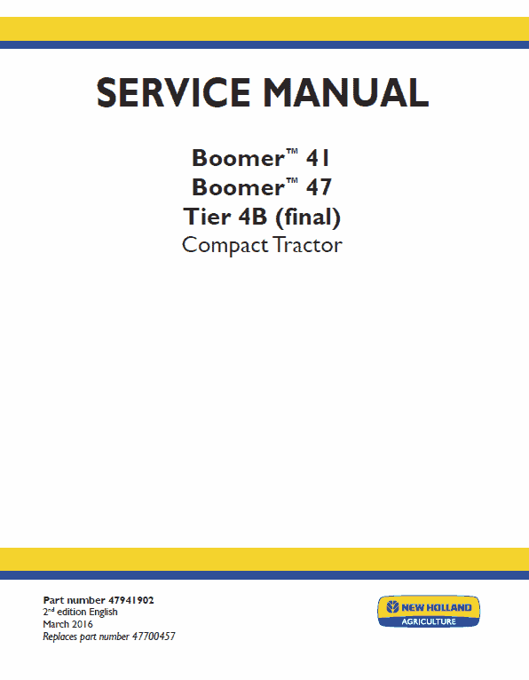 New Holland Boomer 41 And Boomer 47 Tractor Service Manual