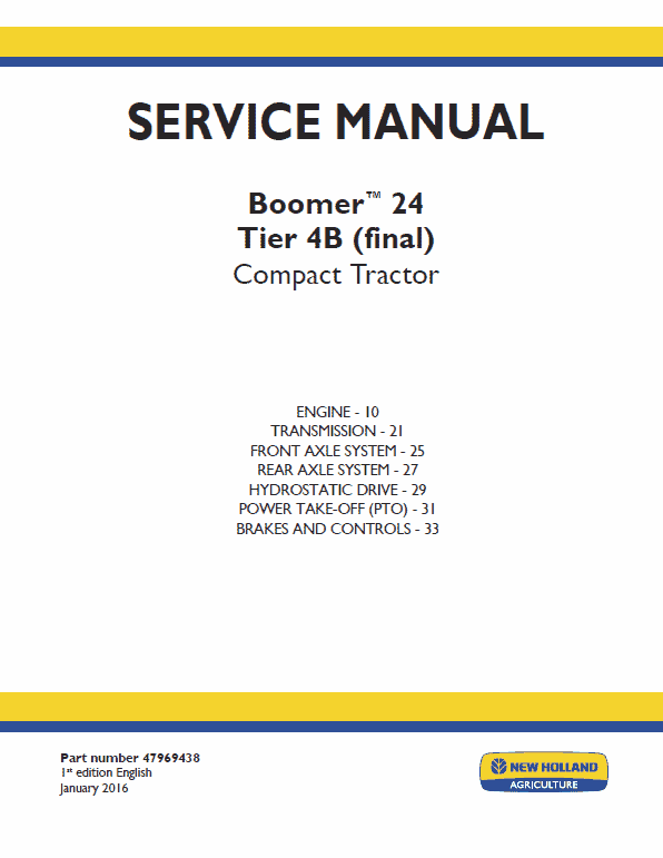 New Holland Boomer 24 Tractor Service Manual