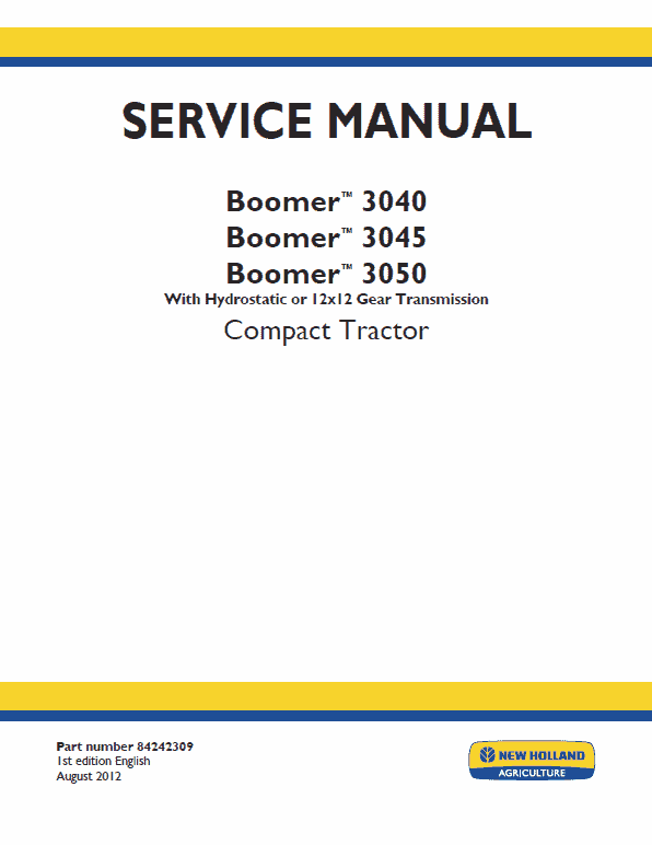 New Holland Boomer 3040, 3045 And 3050 Tractor Service Manual