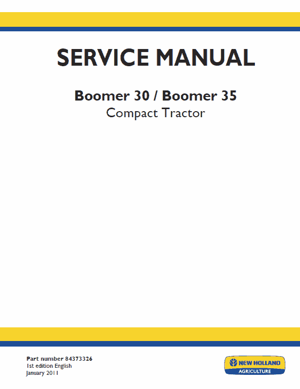 New Holland Boomer 30 And Boomer 35 Tractor Service Manual
