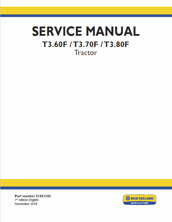 New Holland T3.60f, T3.70f, T3.80f Tractor Service Manual