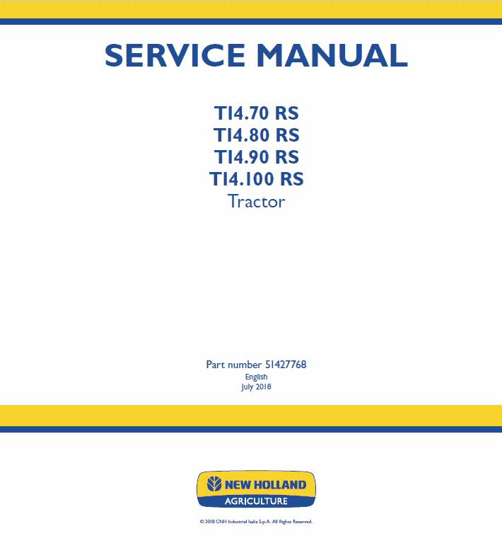 New Holland T14.70 Rs, T14.80 Rs Tractor Service Manual