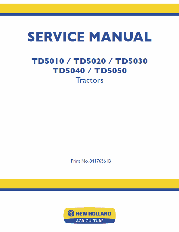 New Holland Td5010, Td5020 Tractor Service Manual