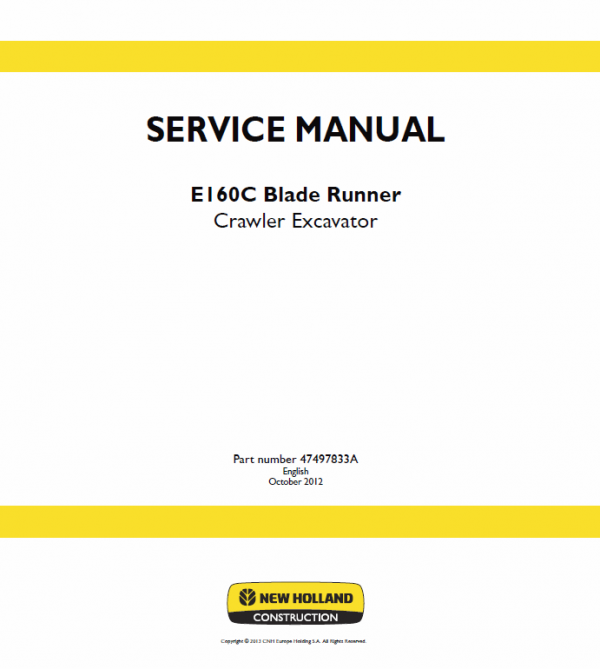 New Holland E160c Crawler Excavator Service Manual