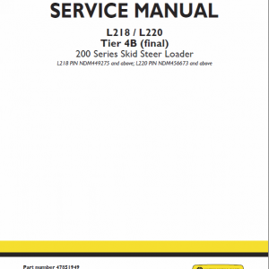 New Holland L218, L220 Tier 4b Skidsteer Service Manual