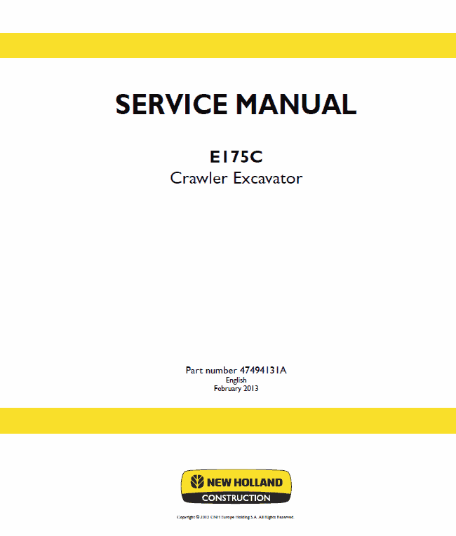 New Holland E175c Crawler Excavator Service Manual