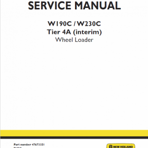 New Holland W190c, W230c Tier 4a Wheel Loader Service Manual