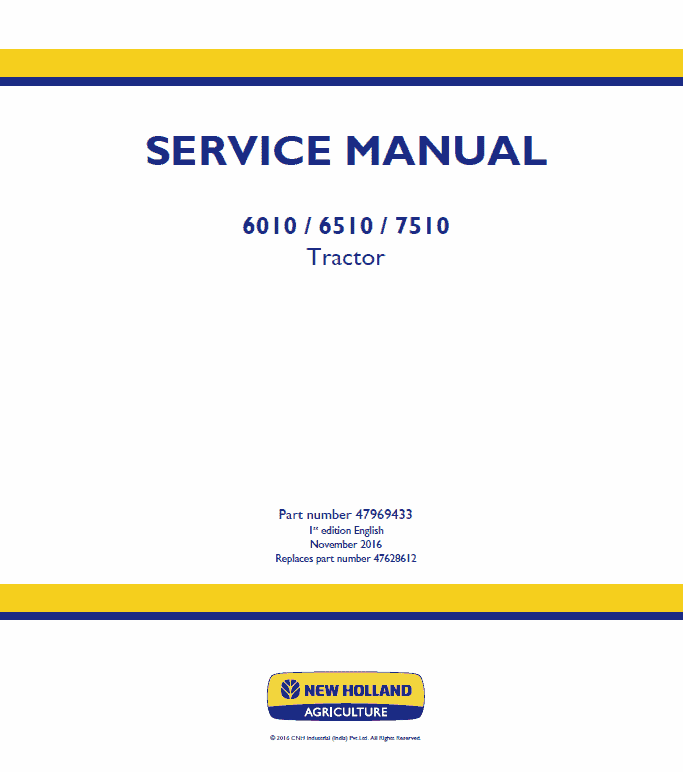 New Holland 6010, 6510, 7510 Tractor Service Manual
