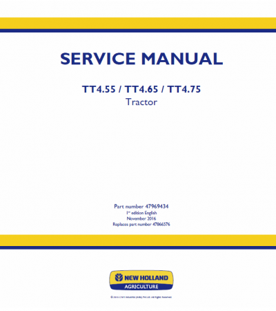 New Holland TT4.55, TT4.65, TT4.75 Tractor Service Manual