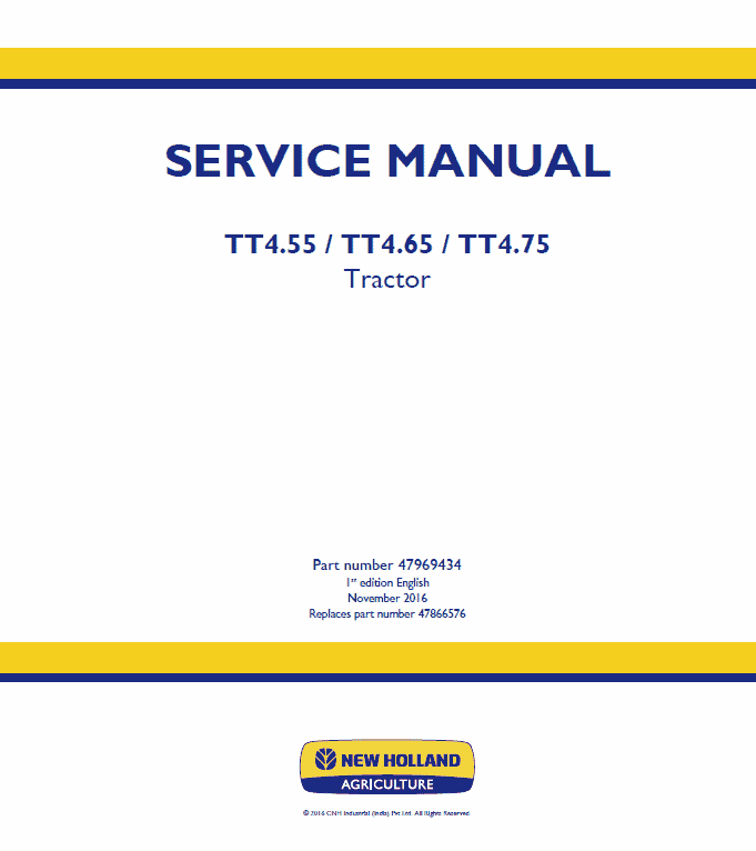 New Holland Tt4.55, Tt4.65, Tt4.75 Tractor Service Manual