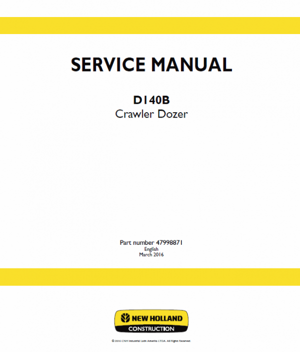 New Holland D140b Crawler Dozer Service Manual