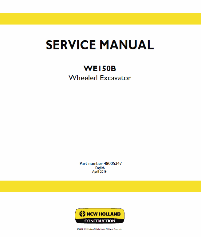 New Holland We150b Wheeled Excavator Service Manual