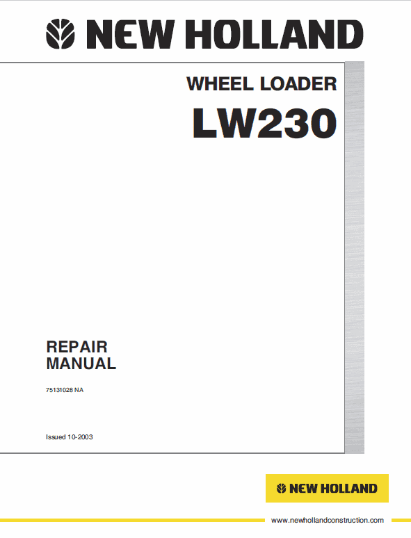 New Holland Lw230 Wheel Loader Service Manual