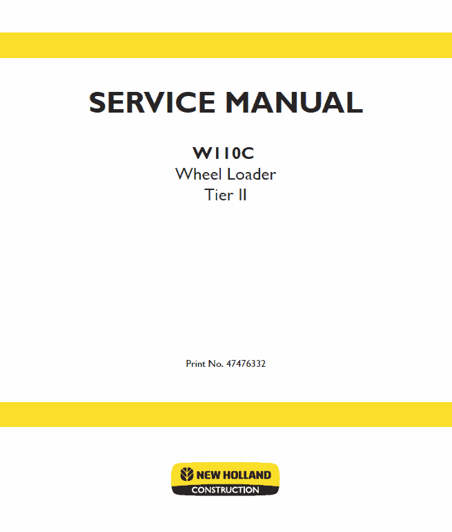 New Holland W110c Tier 2 Wheel Loader Service Manual