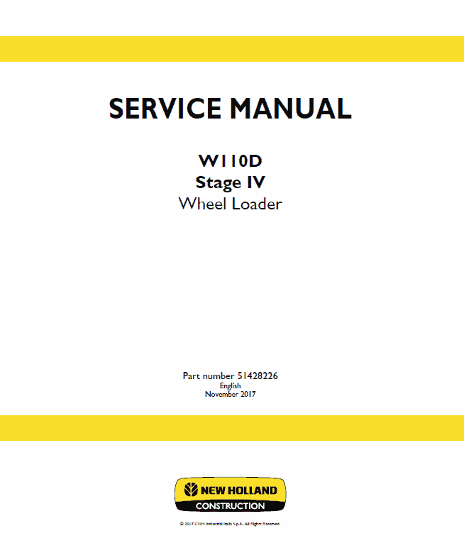 New Holland W110d Tier 4b Wheel Loader Service Manual