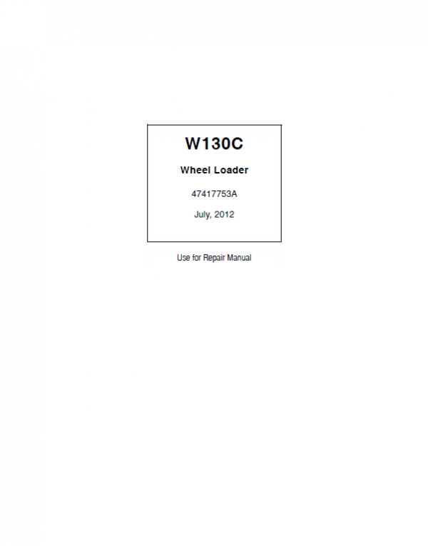 New Holland W130c Wheel Loader Service Manual