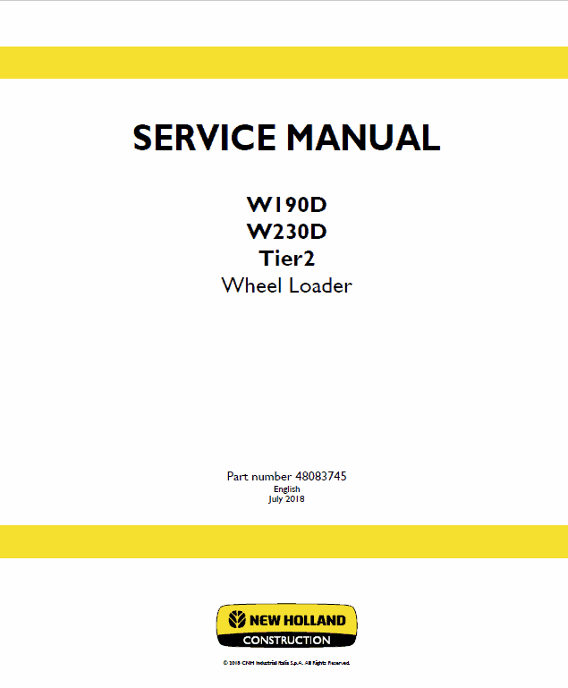 New Holland W190d, W230d Tier 2 Wheel Loader Service Manual