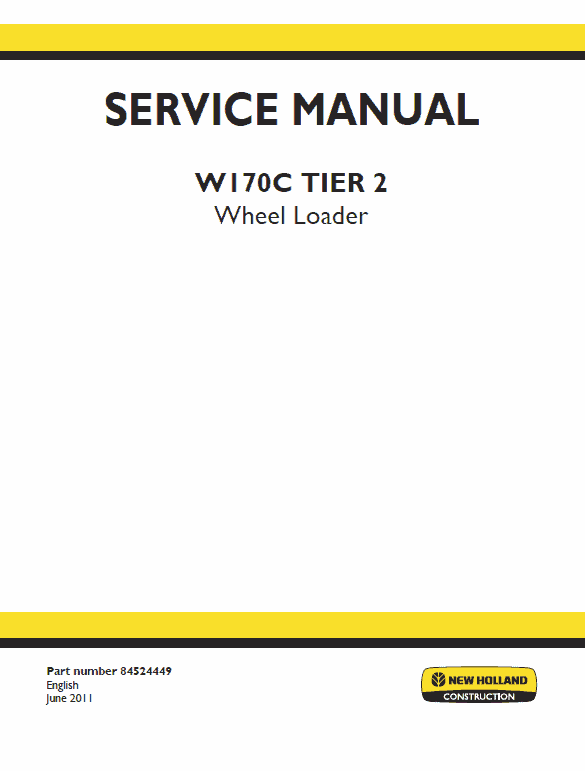 New Holland W170c Tier 3 Wheel Loader Service Manual