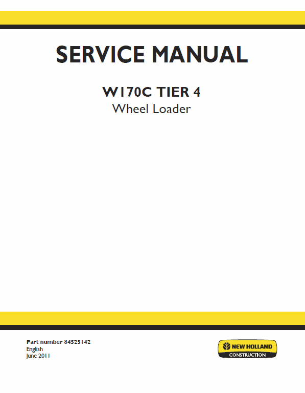New Holland W170c Tier 4 Wheel Loader Service Manual