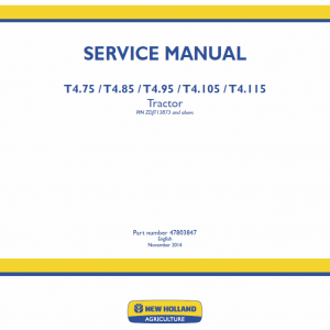 New Holland T4.75, T4.85, T4.95, T4.105, T4.115 Tractor Service Manual