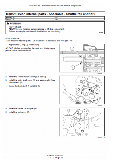 New Holland Boomer 33 and Boomer 37 Tractor Service Manual