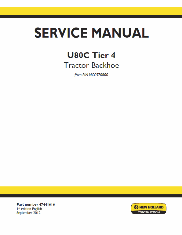 New Holland U80c Tractor Backhoe Service Manual