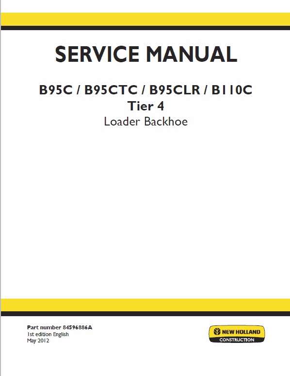 New Holland B95c, B95c Tc, B95c Lr Backhoe Loader Service Manual