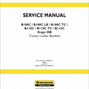 New Holland B110c, B110c Tc, B115c Tc Backhoe Loader Service Manual