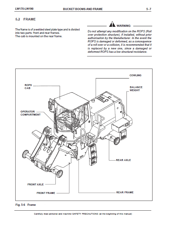 New Holland Lw170, Lw190 Wheel Loaders Service Manual