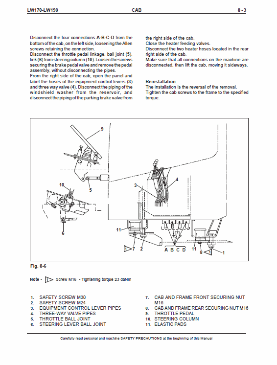 New Holland Lw170, Lw190 Wheel Loaders Service Manual