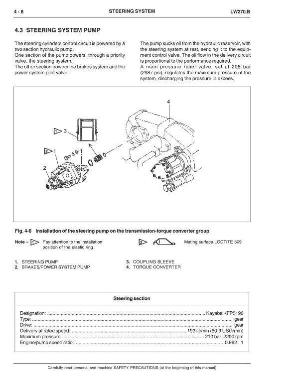 New Holland Lw270.b Wheel Loader Service Manual