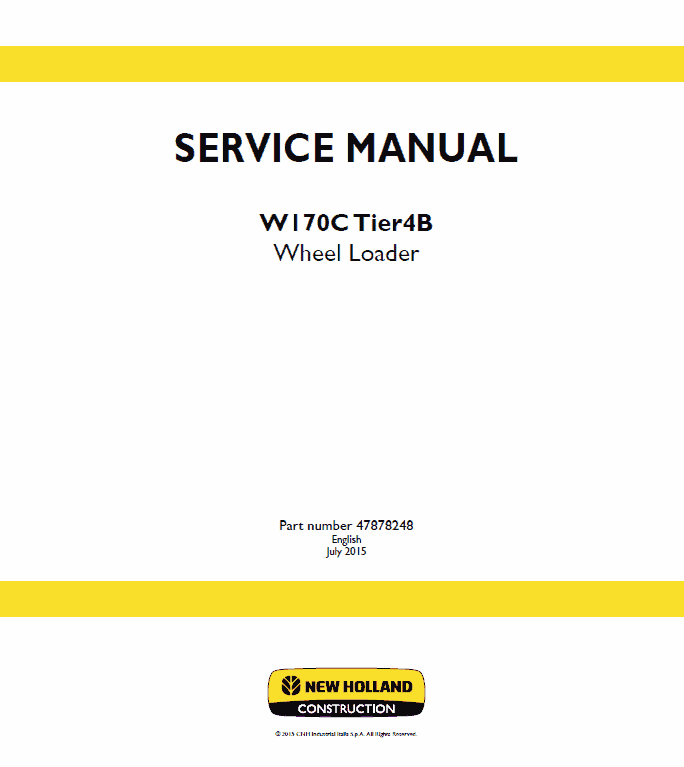 New Holland W130c, W170c Tier 4b Wheel Loader Service Manual