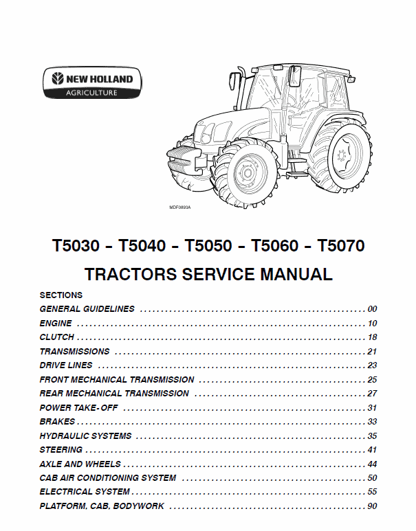 New Holland T5030, T5040, T5050, T5060, T5070 Tractor Service Manual