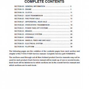 New Holland T1510, T1520 Tractor Service Manual